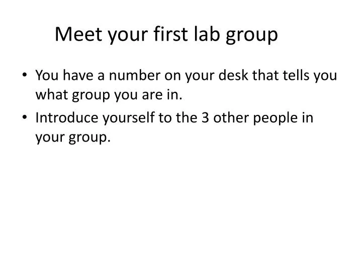 meet your first lab group