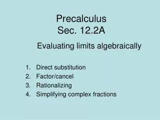 Precalculus Sec. 12.2A