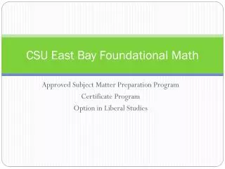 CSU East Bay Foundational Math
