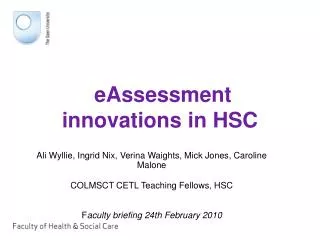 eAssessment innovations in HSC
