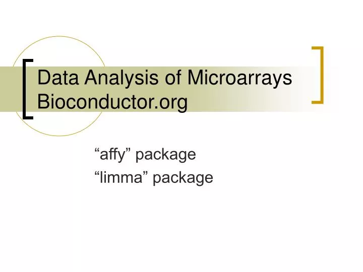 data analysis of microarrays bioconductor org