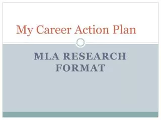 My Career Action Plan