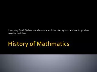 History of Mathmatics