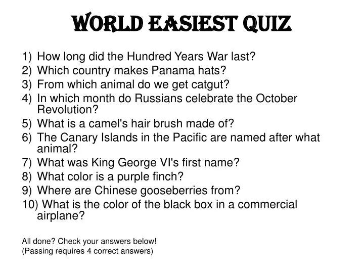 world easiest quiz