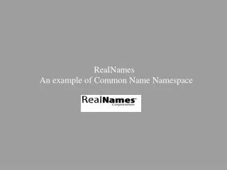 RealNames An example of Common Name Namespace