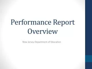 Performance Report Overview