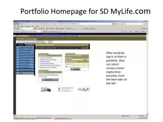 Portfolio Homepage for SD MyLife