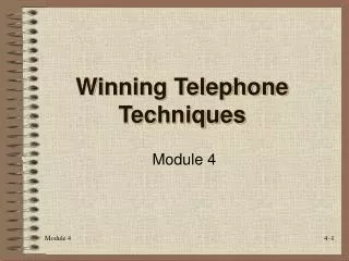 Winning Telephone Techniques