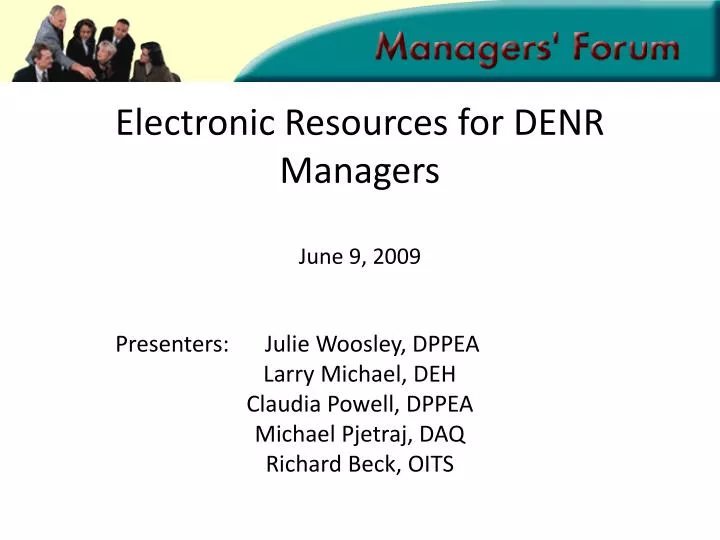 electronic resources for denr managers june 9 2009