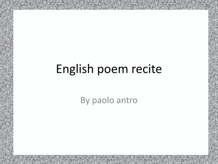 english poem recite