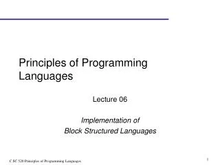 Principles of Programming Languages