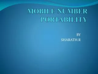 MOBILE NUMBER PORTABILITY