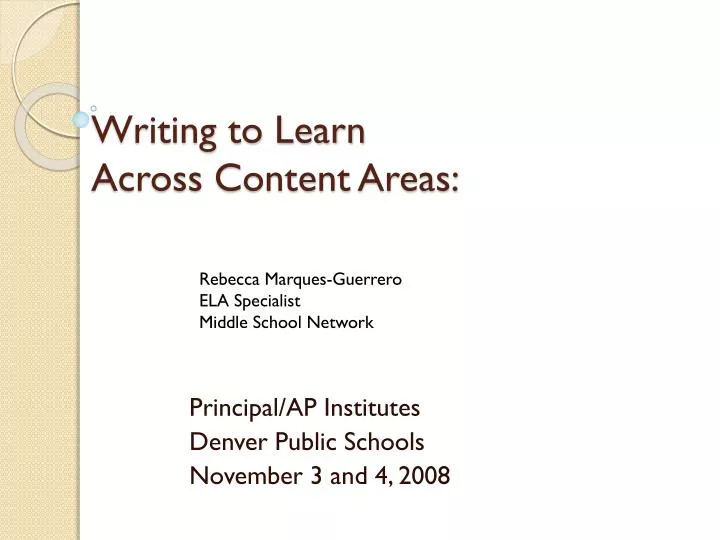 writing to learn across content areas