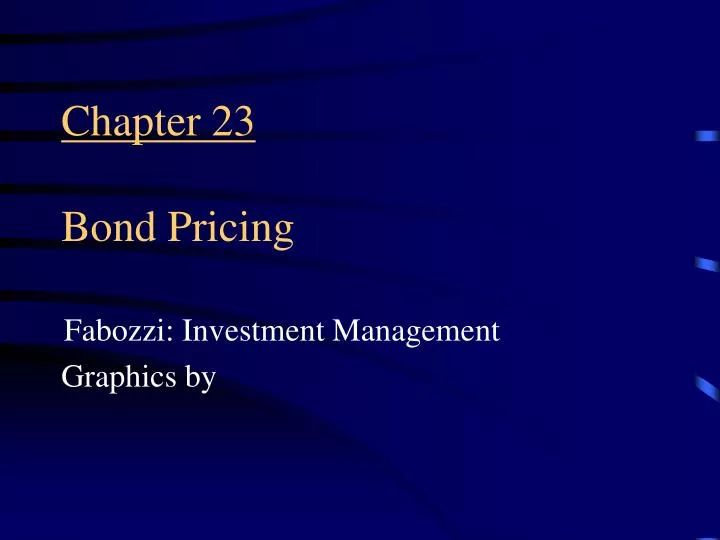 chapter 23 bond pricing