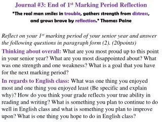 journal 3 end of 1 st marking period reflection