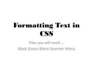 Formatting Text in CSS