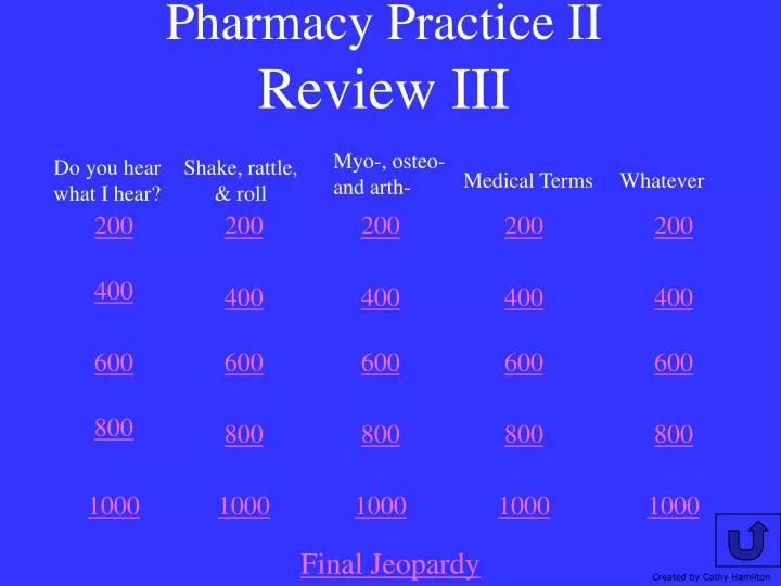 pharmacy practice ii review iii