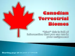 Canadian Terrestrial Biomes