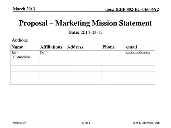 proposal marketing mission statement