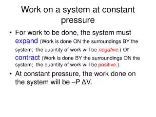 Work on a system at constant pressure