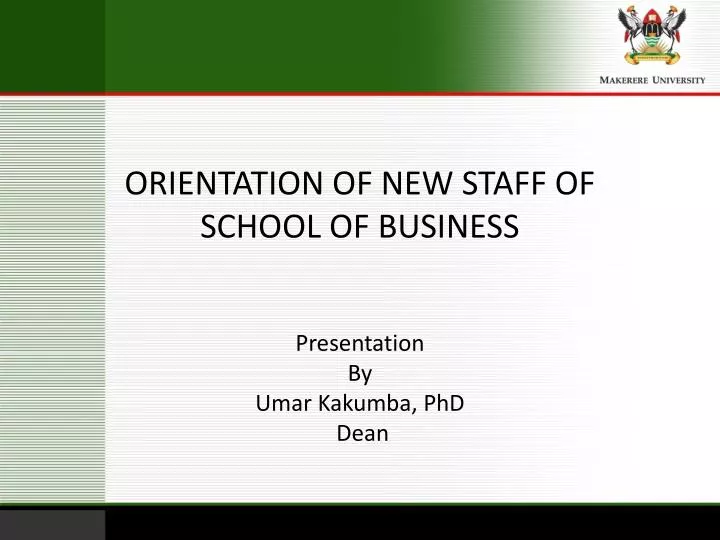 orientation of new staff of school of business