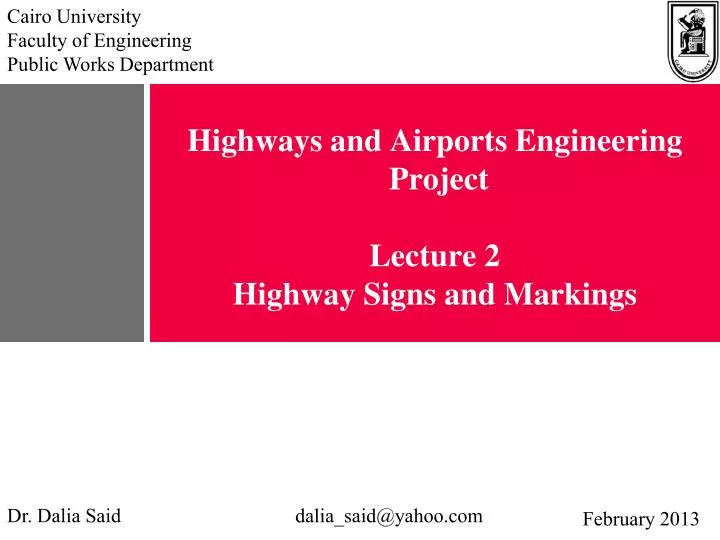 highways and airports engineering project lecture 2 highway signs and markings