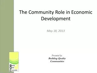 The Community Role in Economic Development