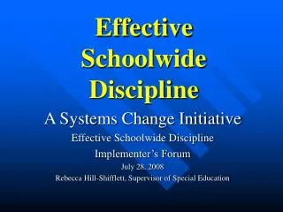 Effective Schoolwide Discipline