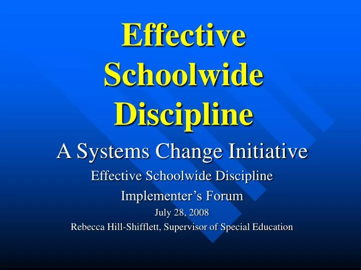 effective schoolwide discipline