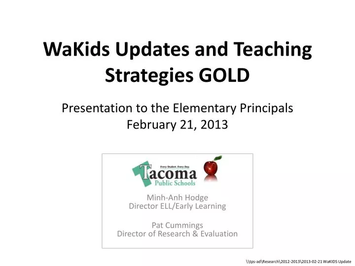 wakids updates and teaching strategies gold
