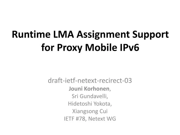 runtime lma assignment support for proxy mobile ipv6