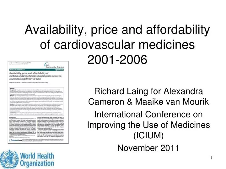 availability price and affordability of cardiovascular medicines 2001 2006