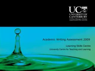 Academic Writing Assessment 2009