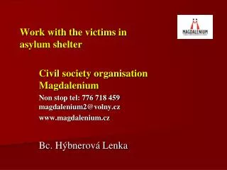 Work with the victims in asylum shelter