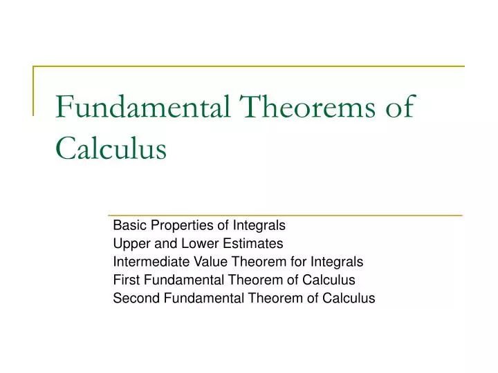 fundamental theorems of calculus