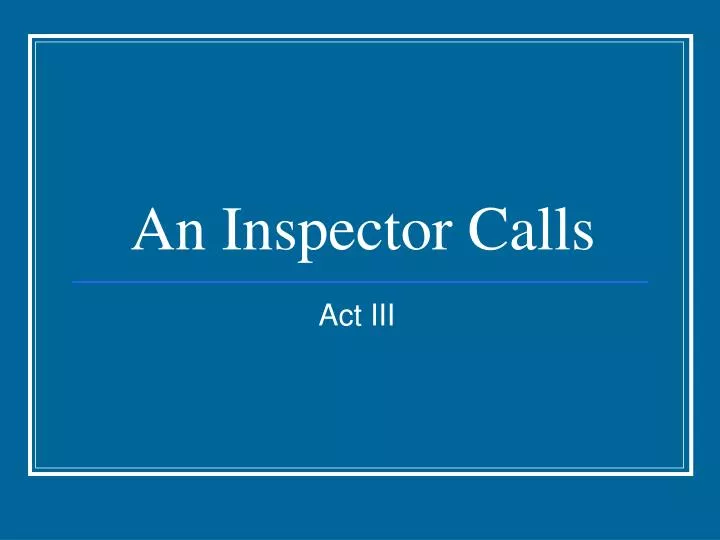 an inspector calls