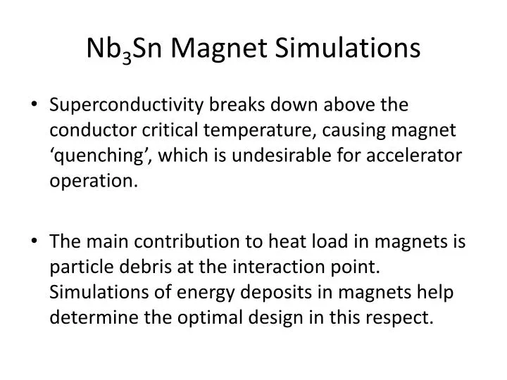 nb 3 sn magnet simulations