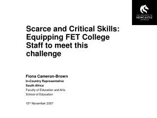 Scarce and Critical Skills: Equipping FET College Staff to meet this challenge