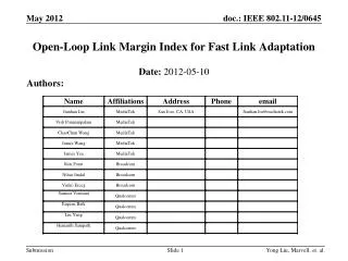 Open-Loop Link Margin Index for Fast Link Adaptation