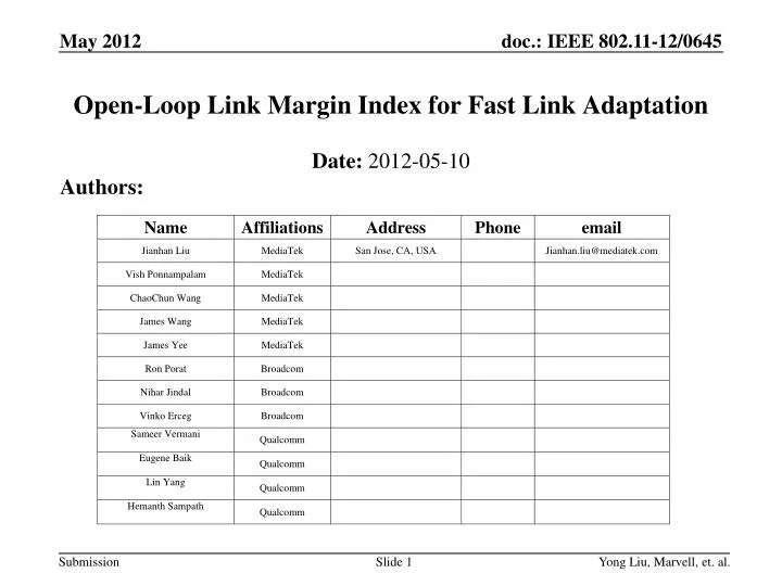 open loop link margin index for fast link adaptation