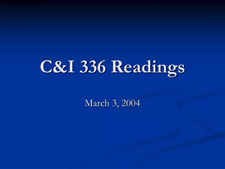 c i 336 readings