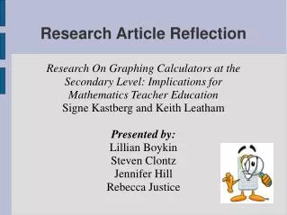 Research Article Reflection