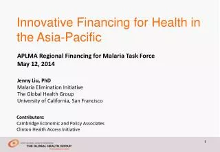 Innovative Financing for Health in the Asia-Pacific