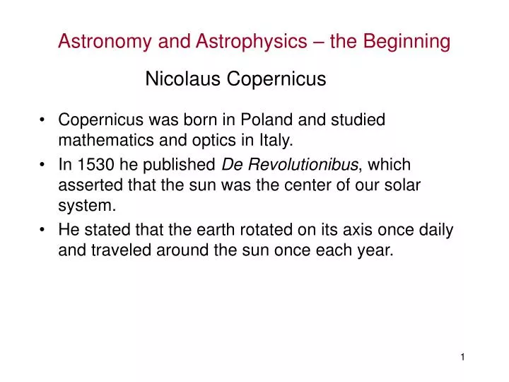 astronomy and astrophysics the beginning