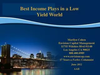 Best Income Plays in a Low Yield World