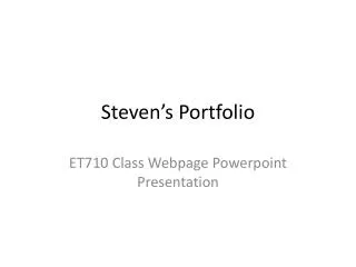 Steven’s Portfolio