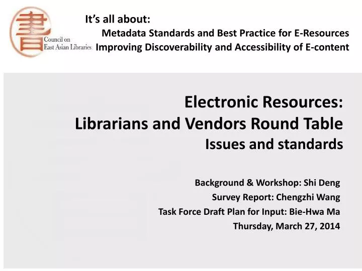 electronic resources librarians and vendors round table issues and standards