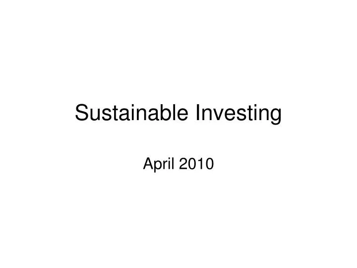 sustainable investing