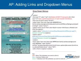 AP: Adding Links and Dropdown Menus