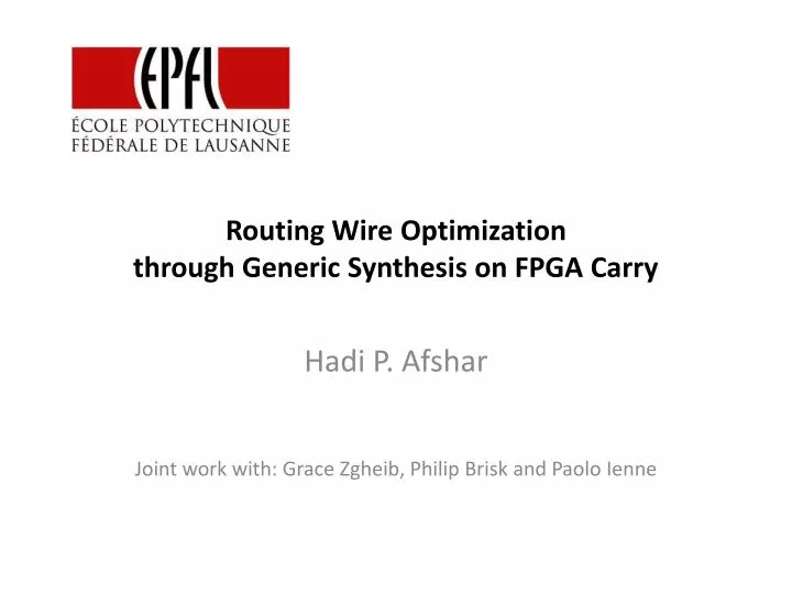 routing wire optimization through generic synthesis on fpga carry